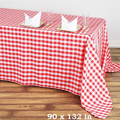 Balsacircle 90-Inch X 132-Inch Red Checkered Tablecloth Table Linens Wedding Party Events Decorations Kitchen Dining Catering